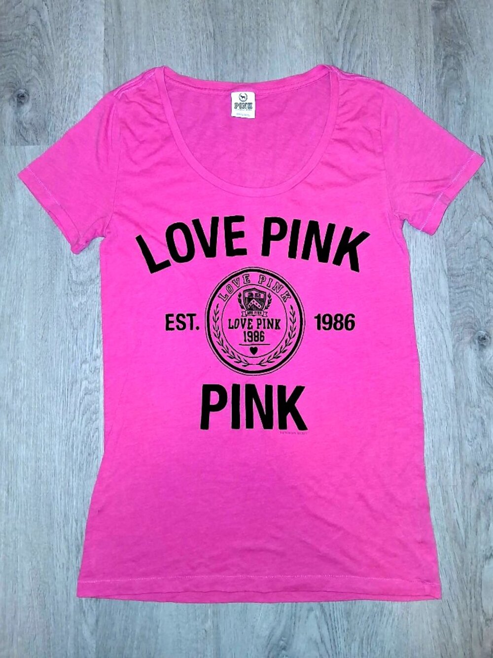 Vintage Y2k Victoria's Secret LOVE PINK Black Velvet Graphic T-Shirt Size Large